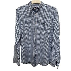 Vineyard Vines Mens Blue White Gingham Check Button Down Shirt Large Long Sleeve